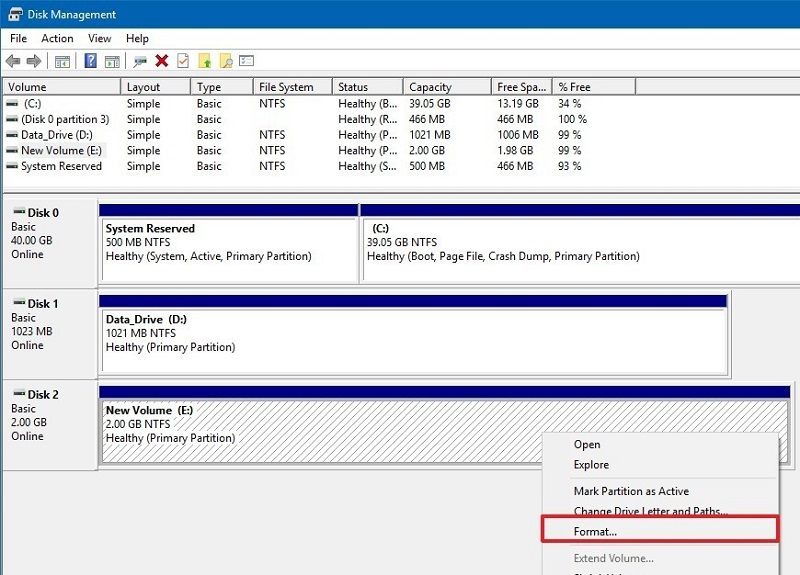 Format hard drive windows