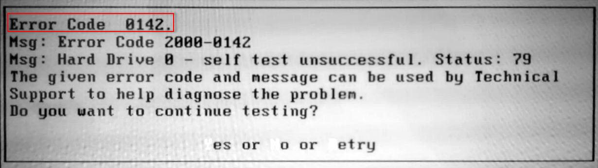 Hard drive error 0142